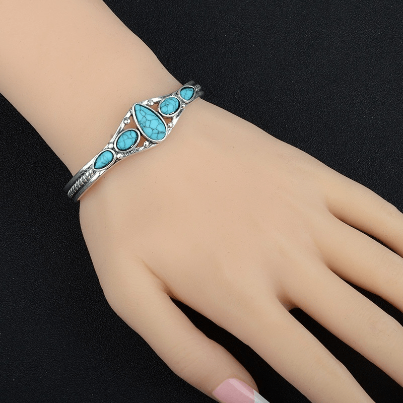 925 Sterling Silver Turquoise Cuff Bangle, Adjustable