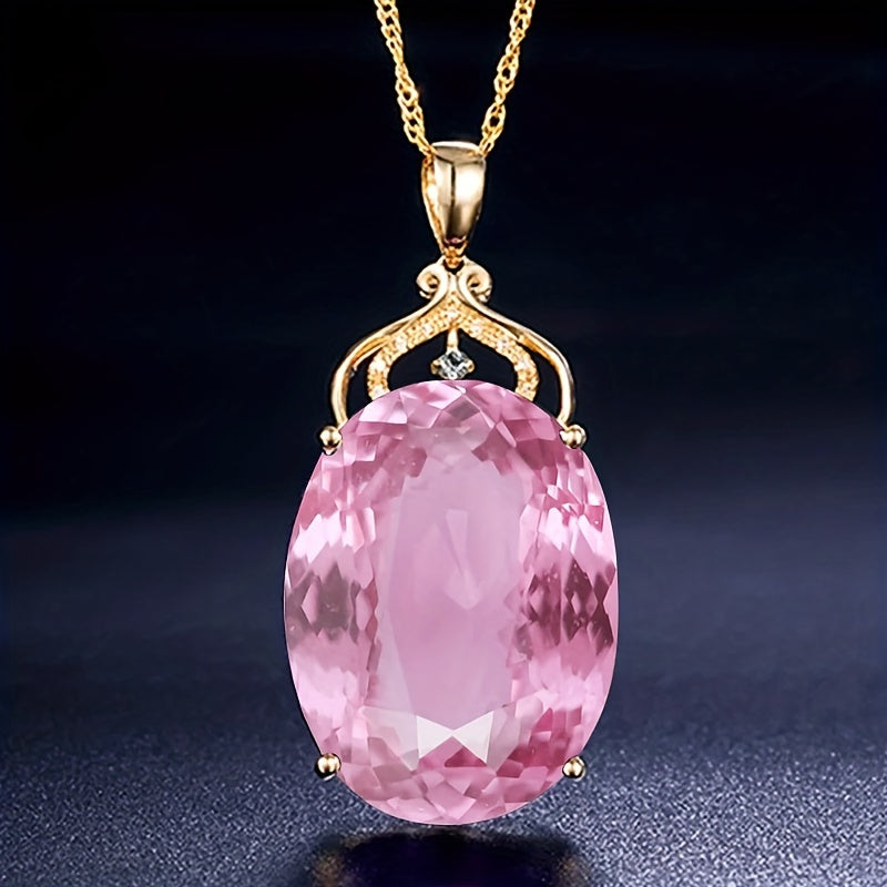 Luxury Amethyst Pendant Necklace, Hollow Crown Design