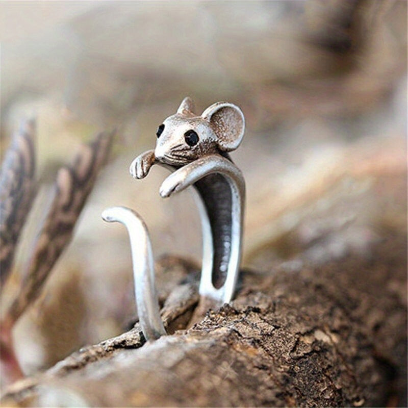 Cute Rat Adjustable Cuff Ring, Teen Girls Gift