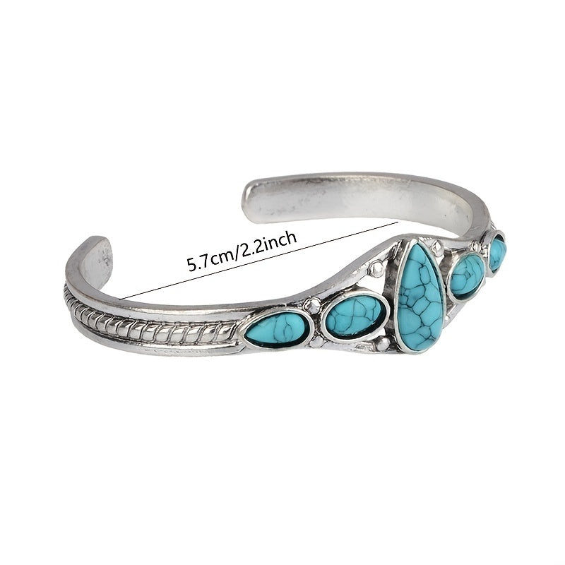 925 Sterling Silver Turquoise Cuff Bangle, Adjustable