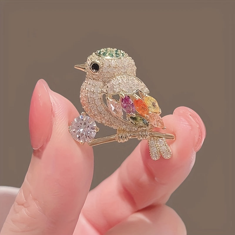 Shiny Rhinestone Bird Brooch Pin, Animal Theme Corsage